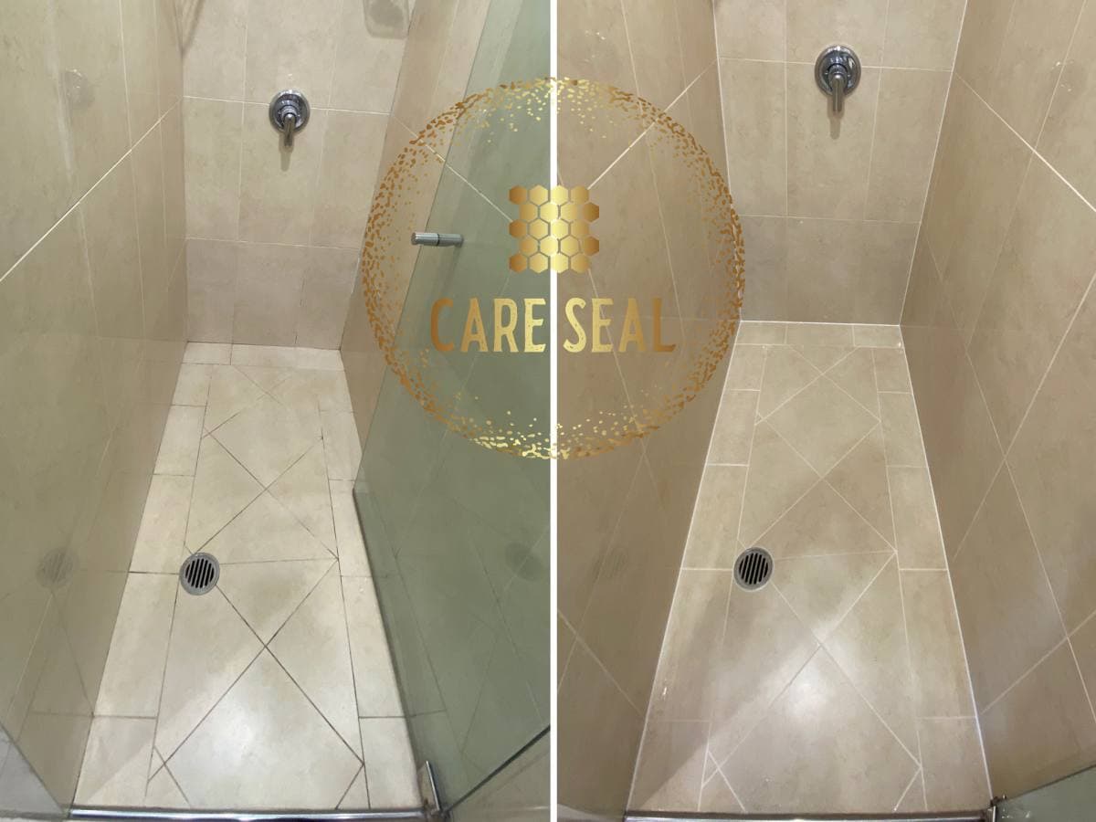 CareSeal bathroom grout restoration project